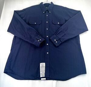 Tyndale FR Flame Resistant Work Shirt Men’s XL Navy Button Front Made In Canada
